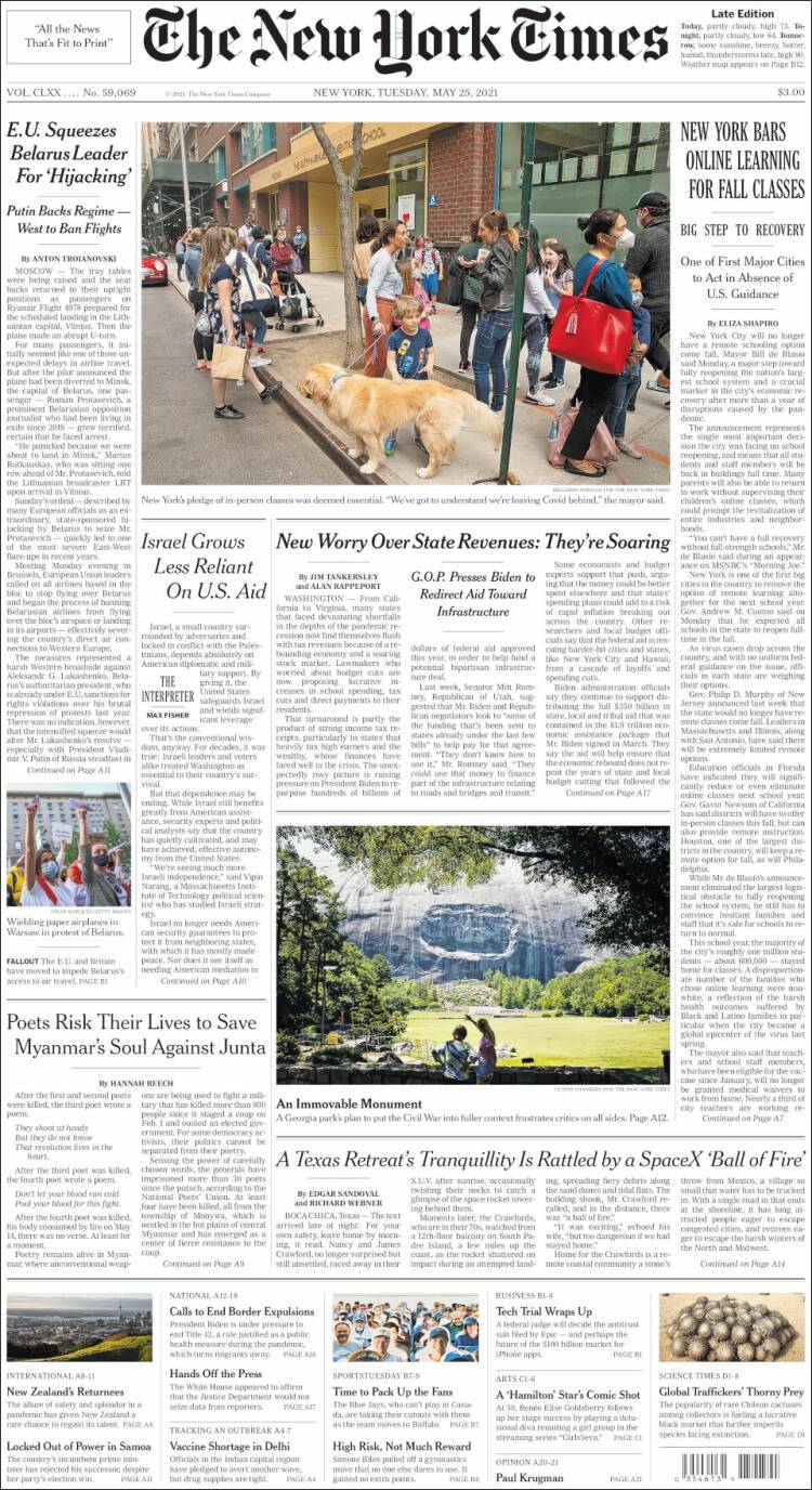 Portada de New York Times (USA)