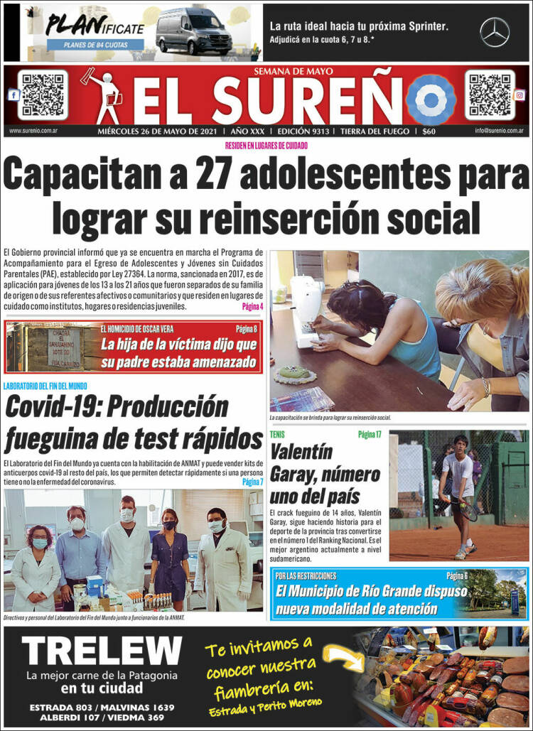 Portada de Diario El Sureño (Argentina)