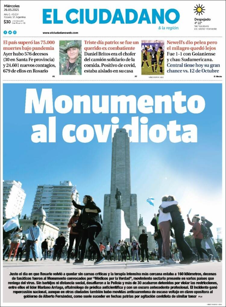 Portada de Diario El Ciudadano (Argentina)