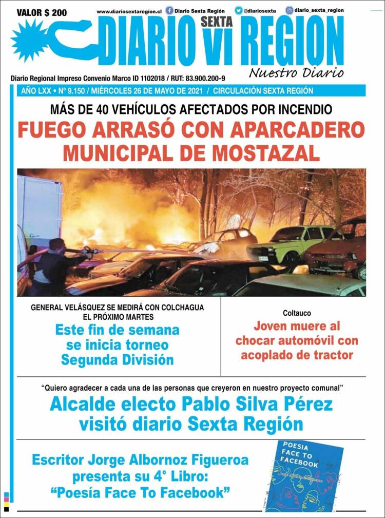 Portada de Diario VI Región (Chili)