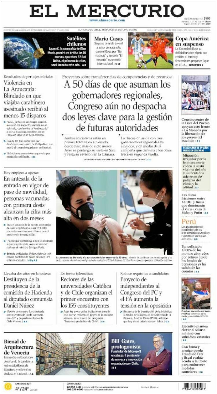 Portada de El Mercurio (Chile)