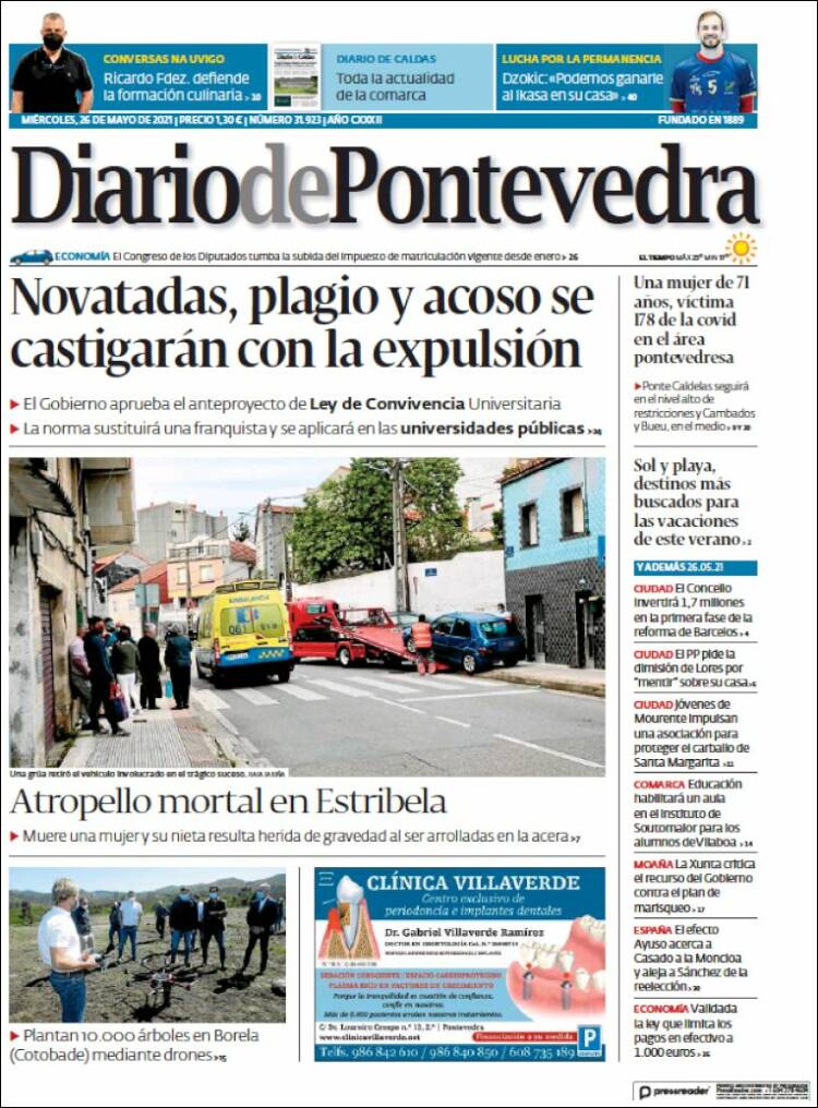 Portada de Diario de Pontevedra (España)