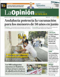 Portada de La Opinión de Málaga (Espagne)