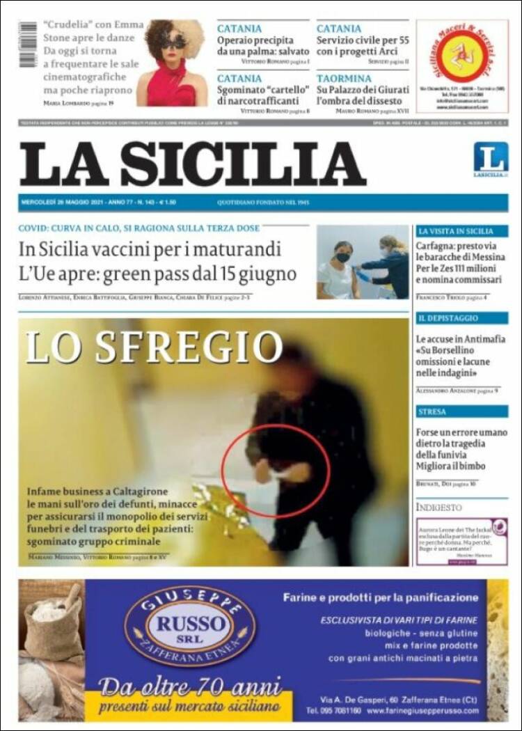Portada de La Sicilia (Italia)