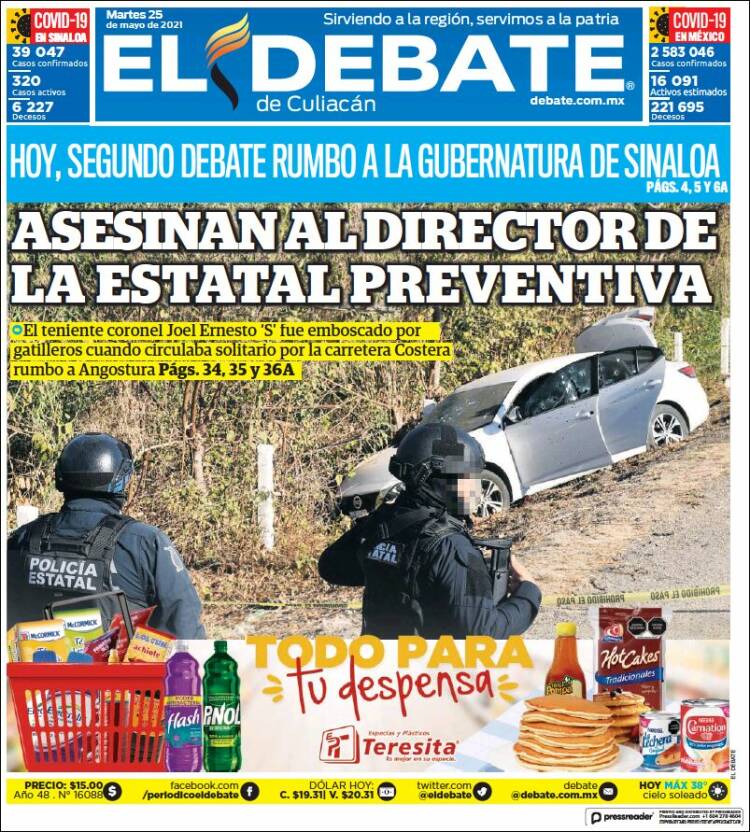 Portada de El Debate de Culiacán (México)