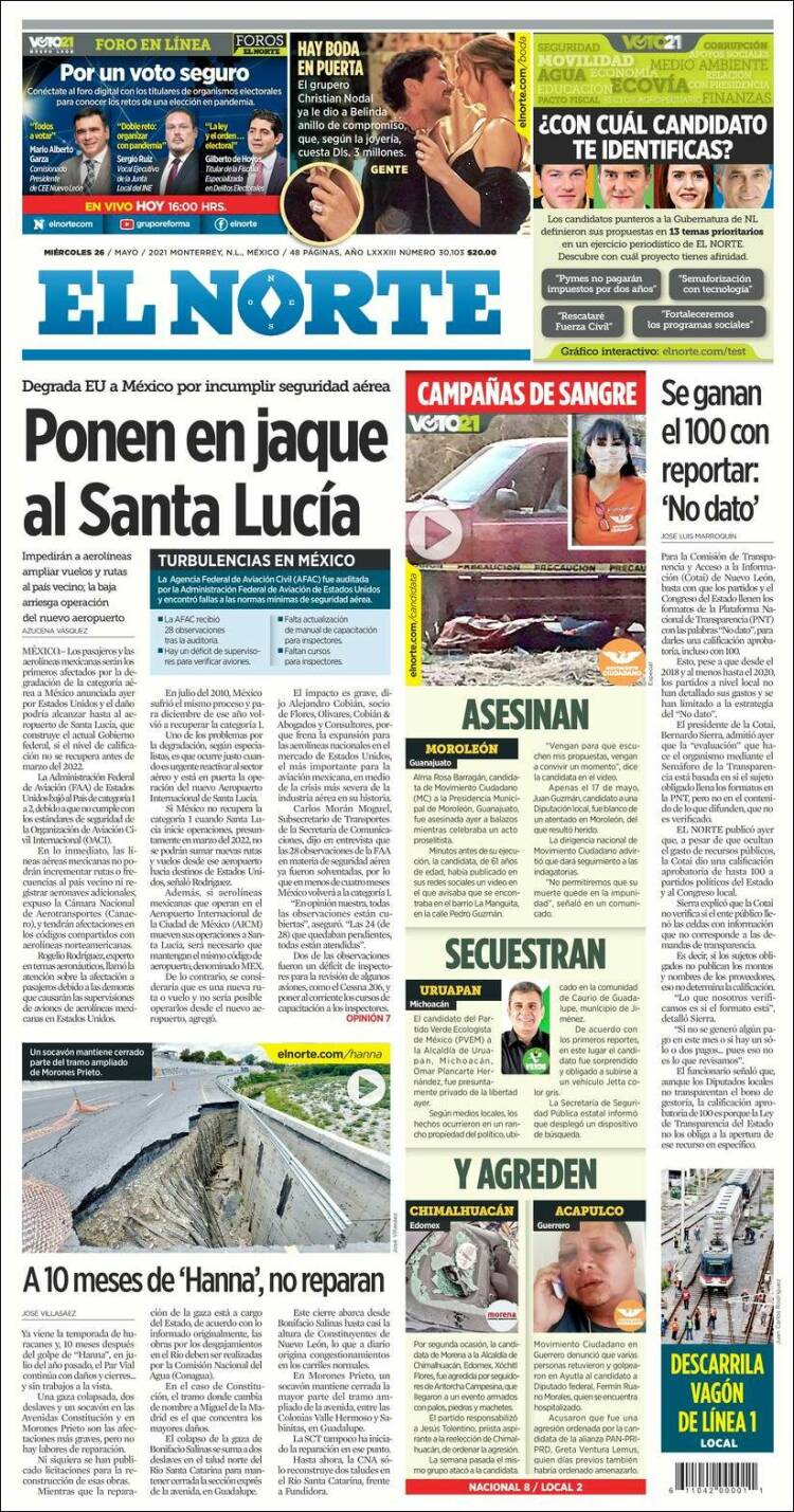 Portada de El Norte (México)