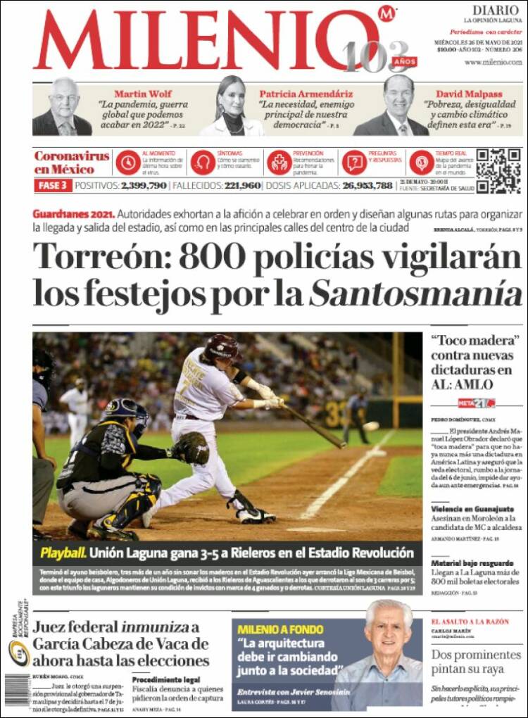 Portada de Milenio - Laguna (Mexico)