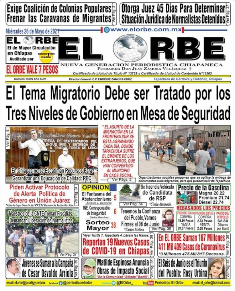 Portada de El Orbe (Mexico)