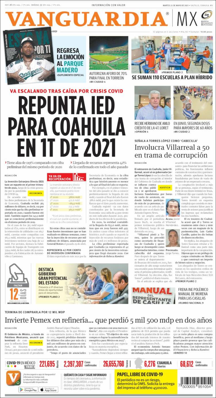 Portada de Vanguardia (Mexico)