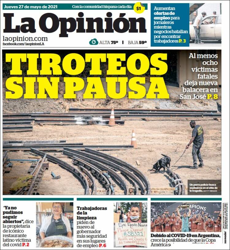 Portada de La Opinión (USA)