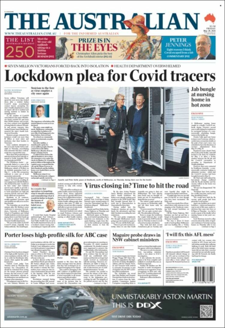 Portada de The Australian (Australia)