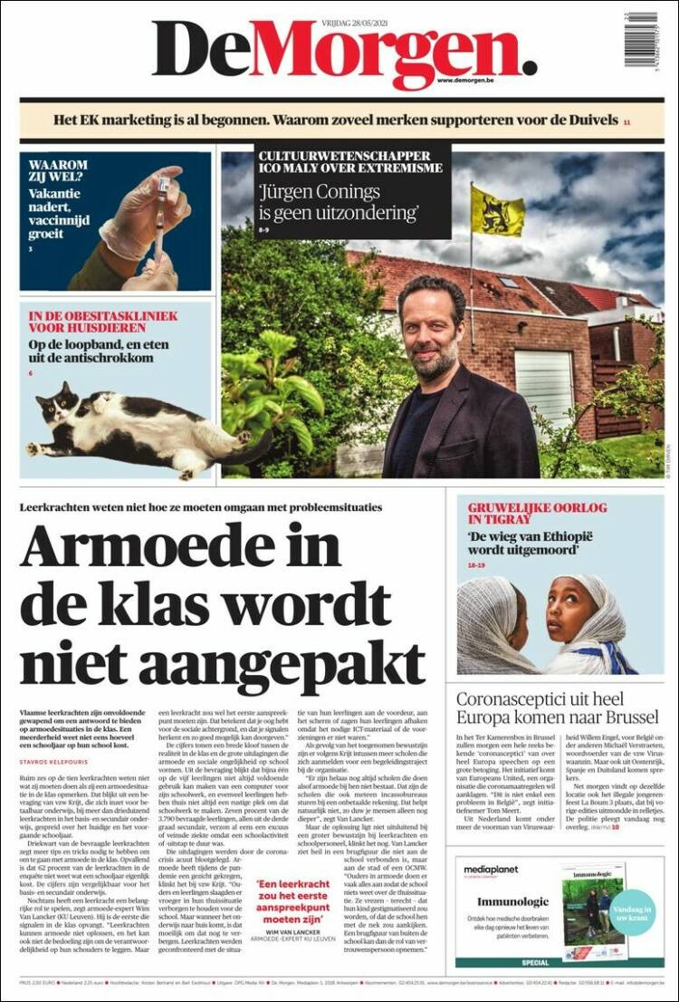 Portada de De Morgen (B&eacute;lgica)