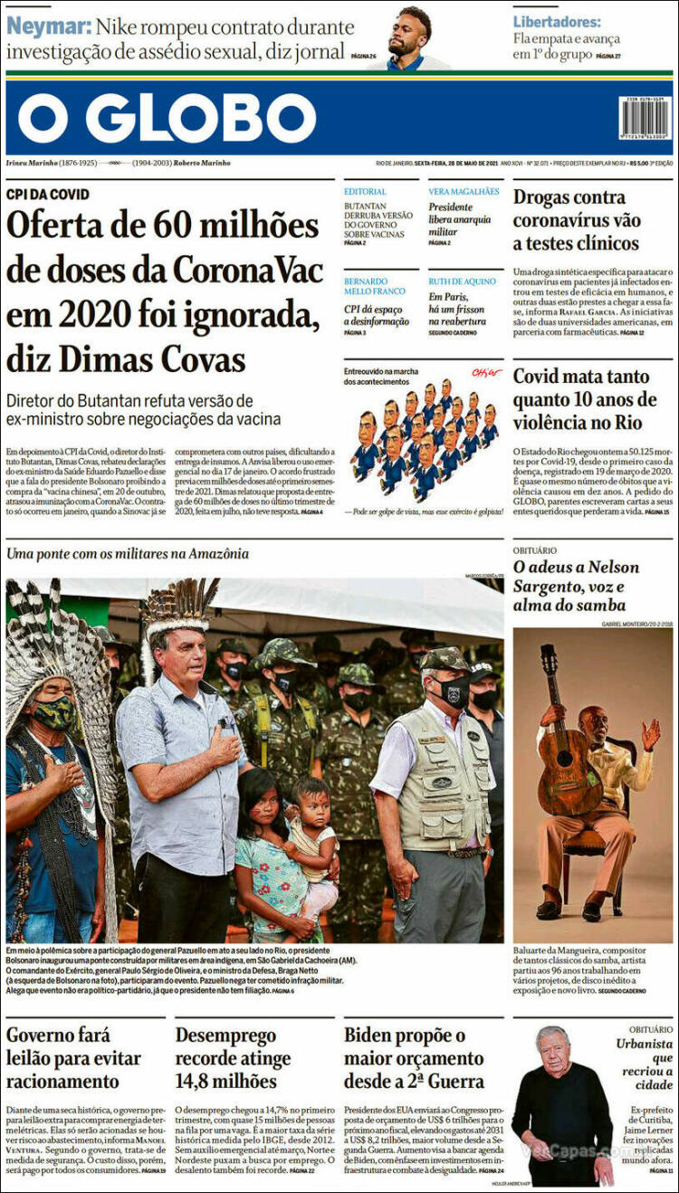 Portada de O Globo (Brasil)