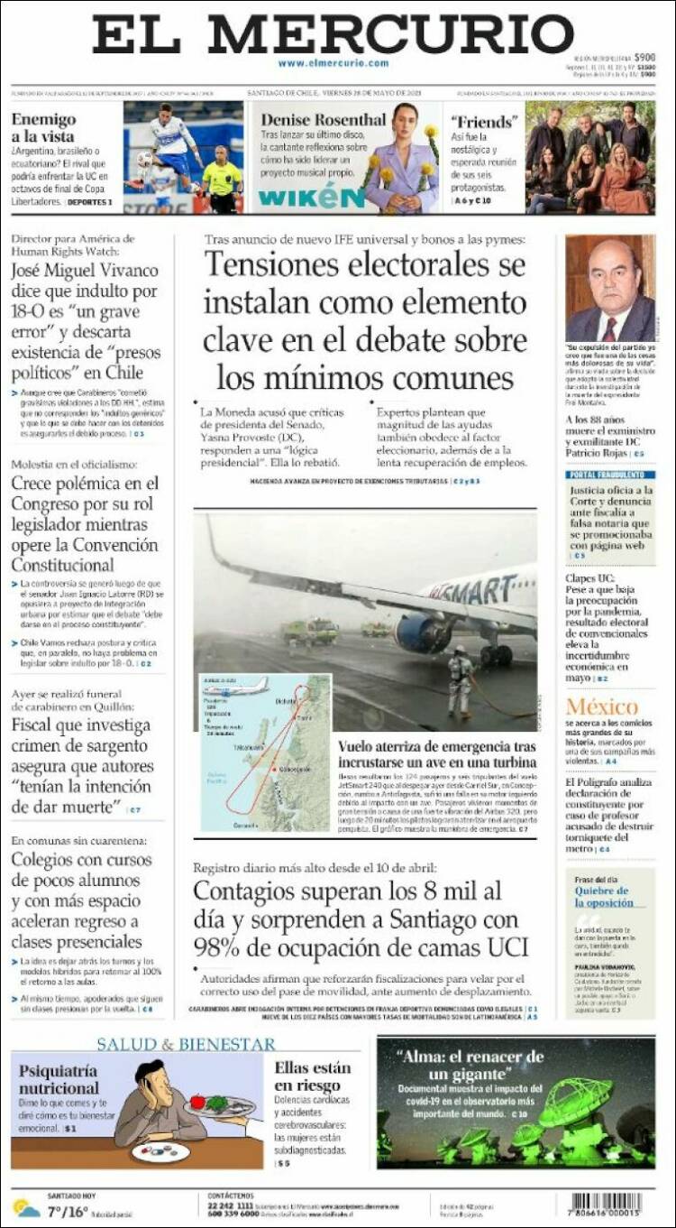 Portada de El Mercurio (Chile)