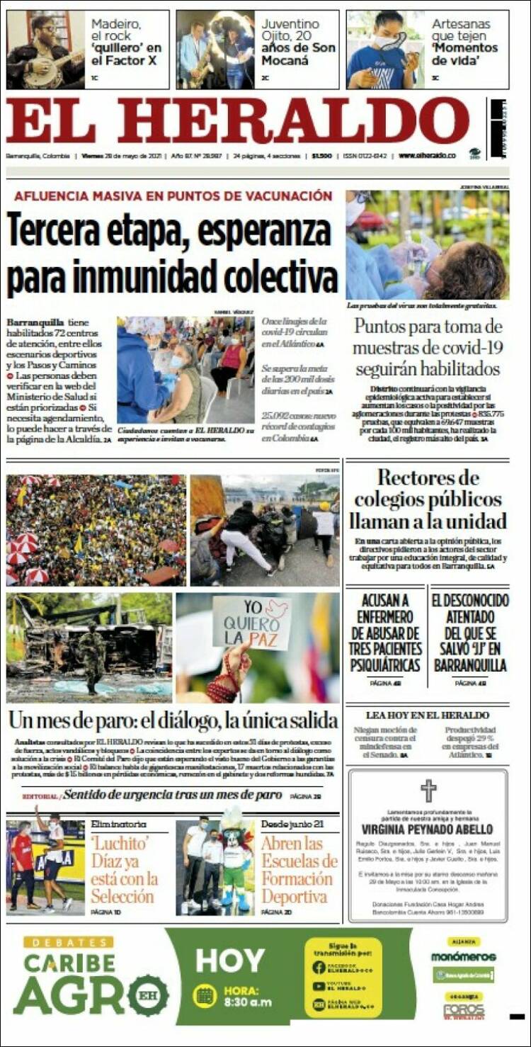 Portada de El Heraldo (Colombia)