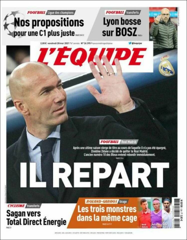 Portada de L'Equipe (Francia)