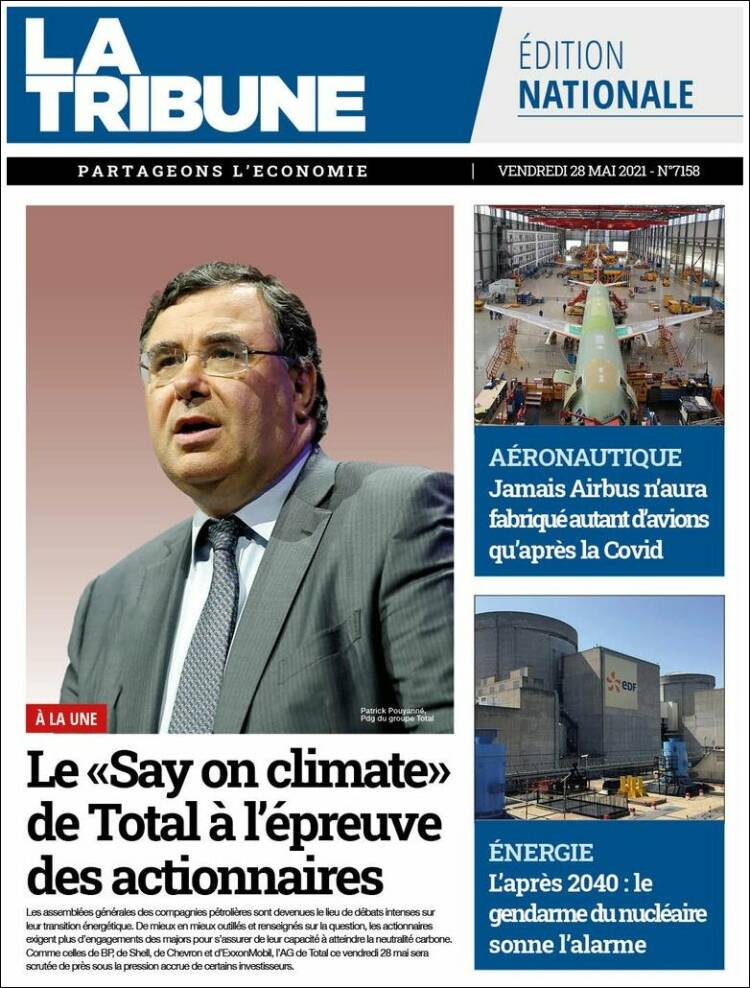 Portada de La Tribune (Francia)
