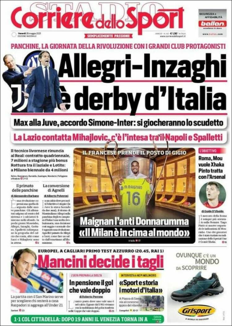 Portada de Corriere dello Sport (Italia)