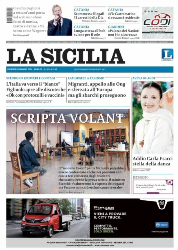 Portada de La Sicilia (Italia)