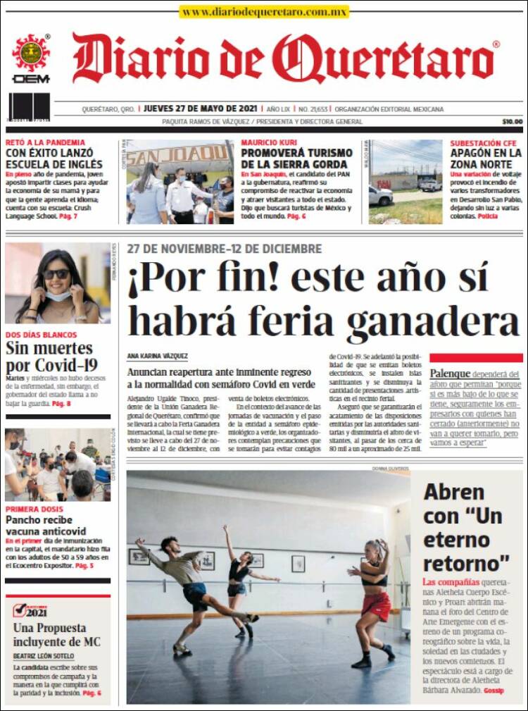 Portada de Diario de Querétaro (México)