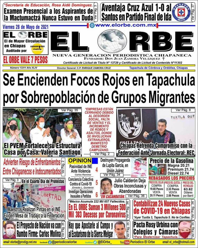 Portada de El Orbe (México)