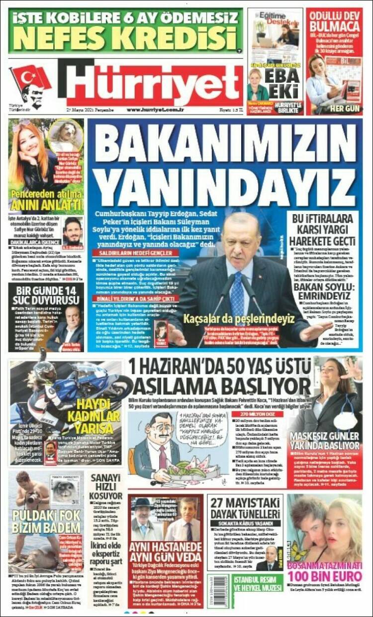 Portada de Hürriyet (Turqu&iacute;a)