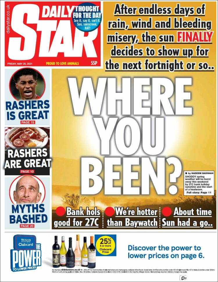 Portada de Daily Star (Reino Unido)