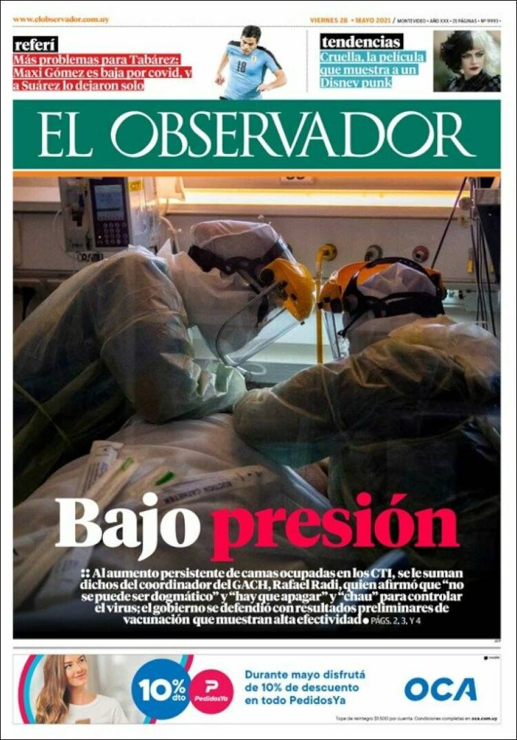 Portada de El Observador (Uruguay)