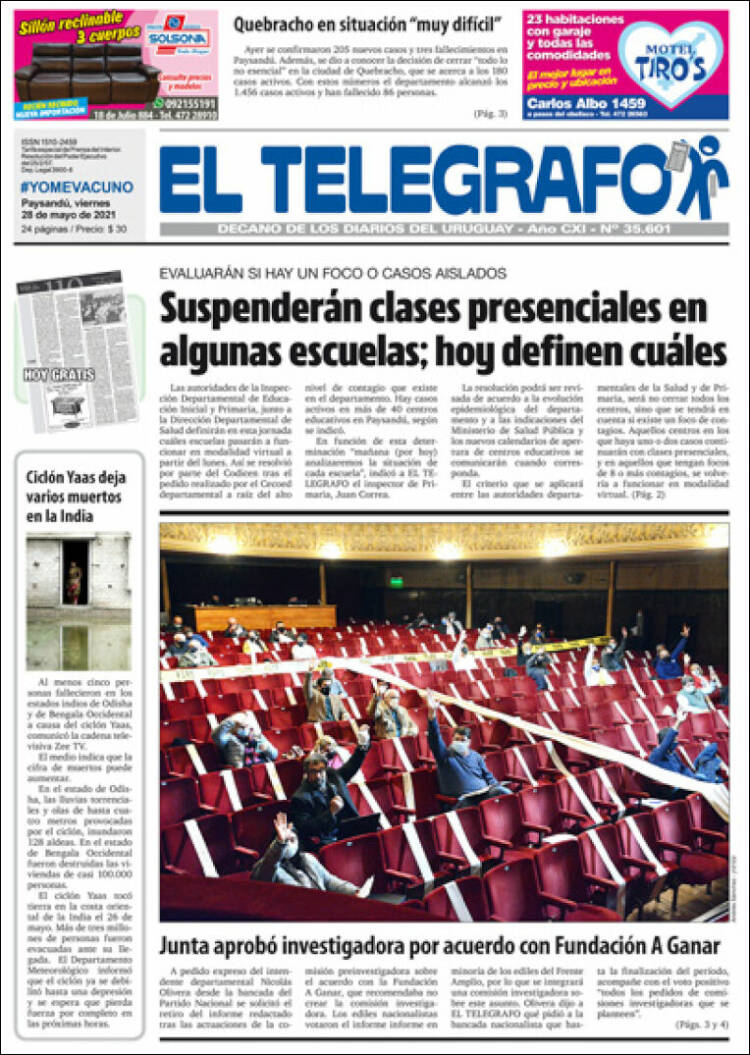 Portada de El Telégrafo (Uruguay)