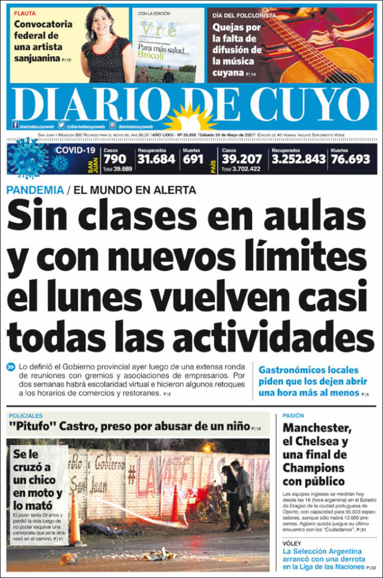 Portada de Diario de Cuyo (Argentina)
