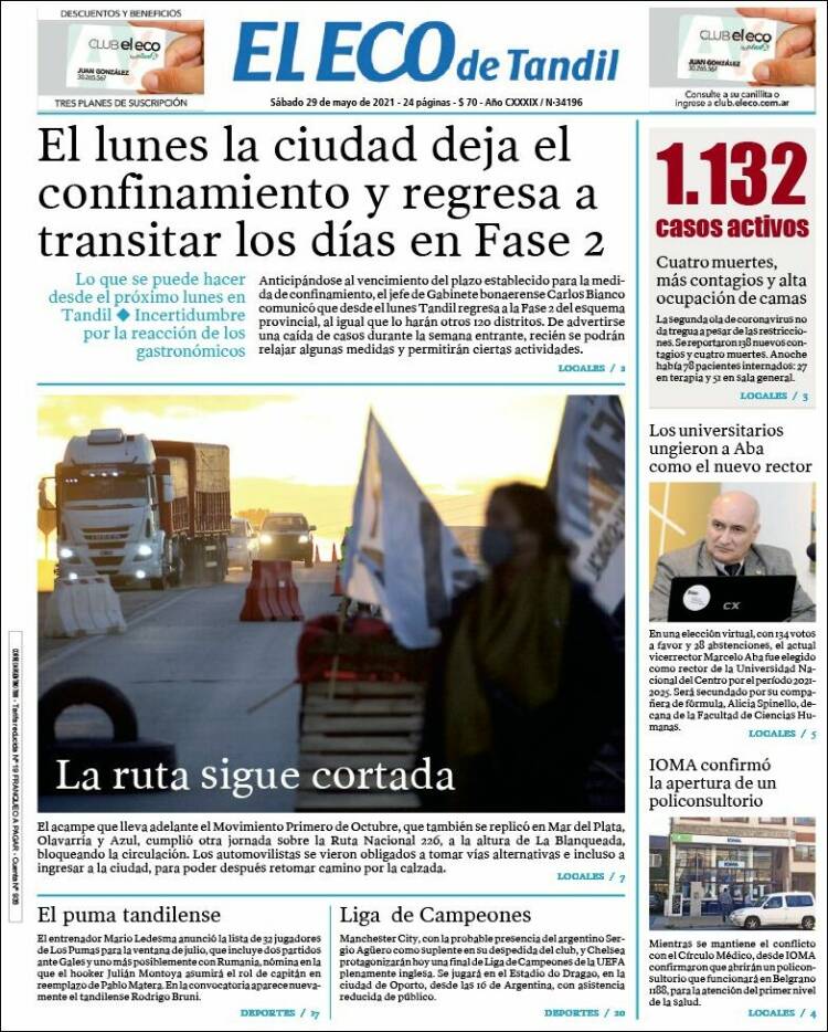 Portada de El Eco de Tandil (Argentina)