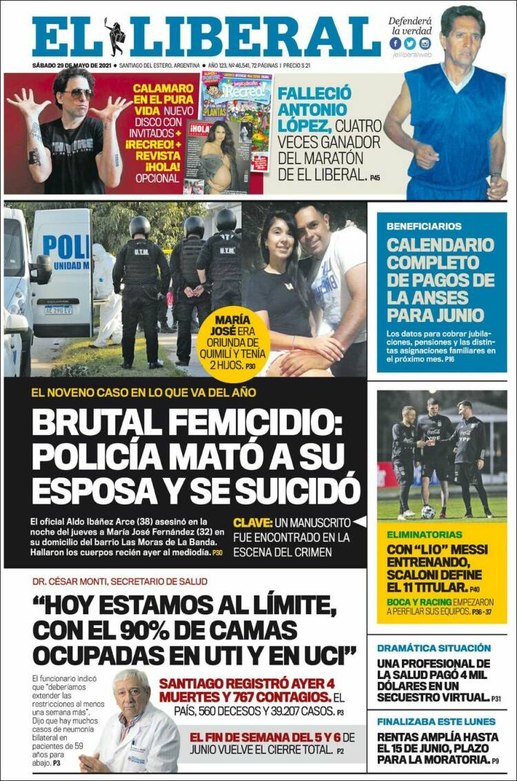 Portada de Diario El Liberal (Argentina)
