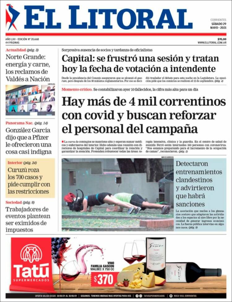 Portada de El Litoral Corrientes (Argentina)