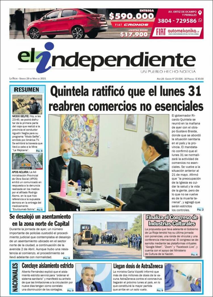 Portada de El Independiente (Argentina)