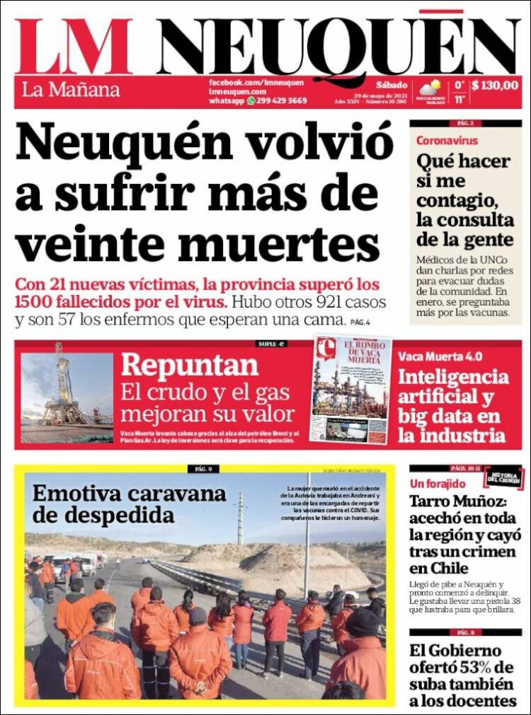Portada de La Mañanade Neuquén (Argentina)