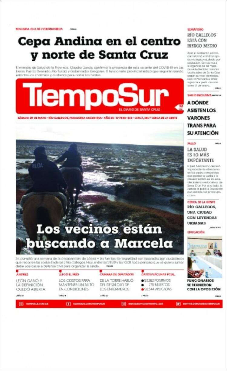 Portada de Tiempo Sur (Argentina)