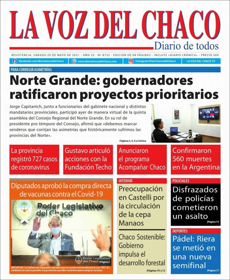 Portada de La Voz del Chaco (Argentina)