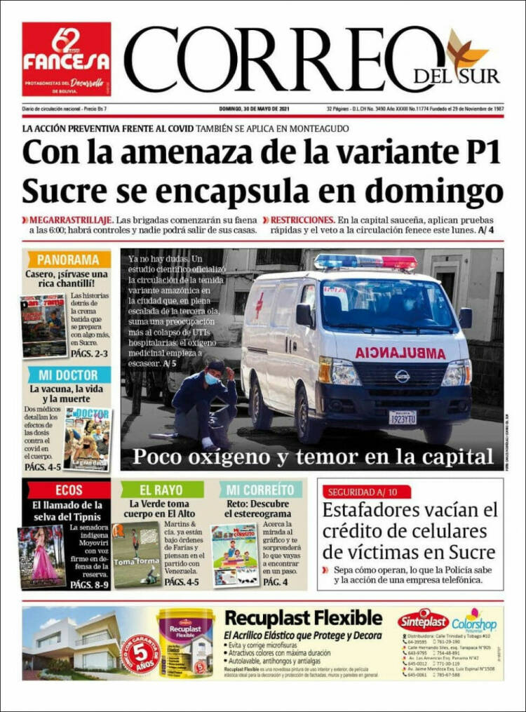 Portada de Correo Sur (Bolivia)