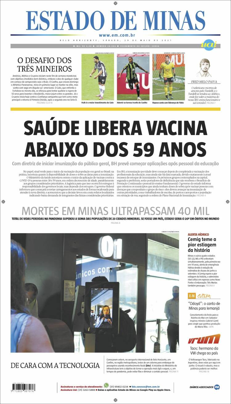 Portada de Jornal Estado de Minas (Brasil)