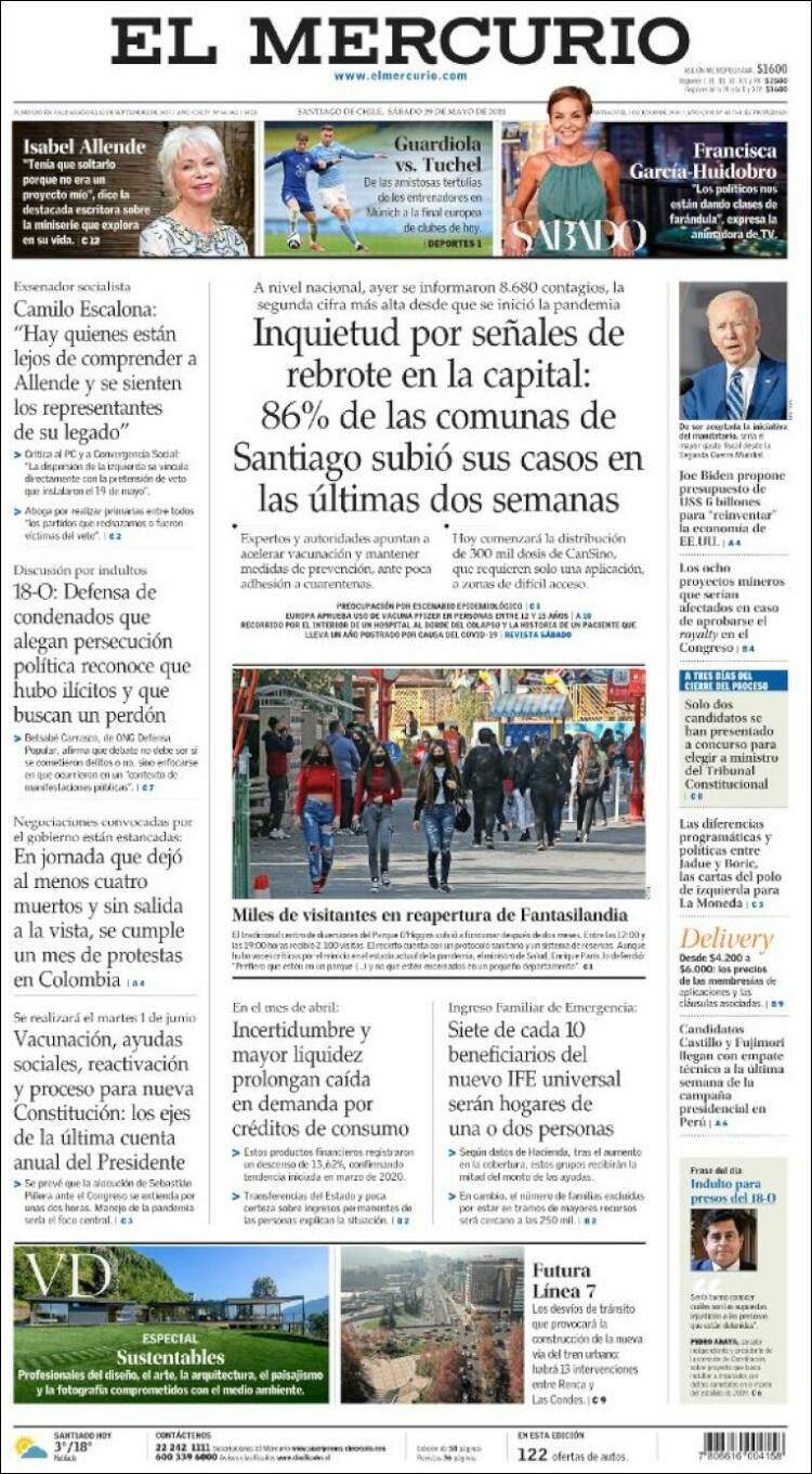 Portada de El Mercurio (Chile)