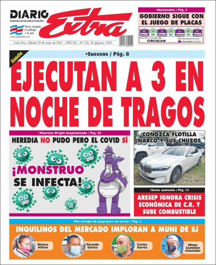 Portada de Diario Extra (Costa Rica)