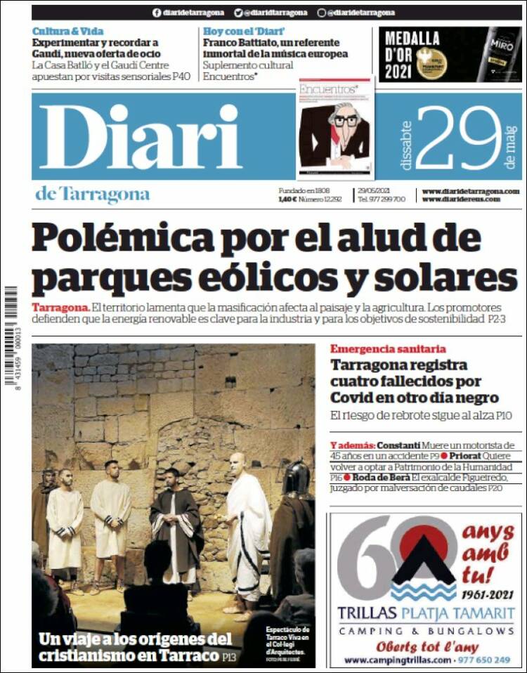 Portada de Diari de Tarragona (España)