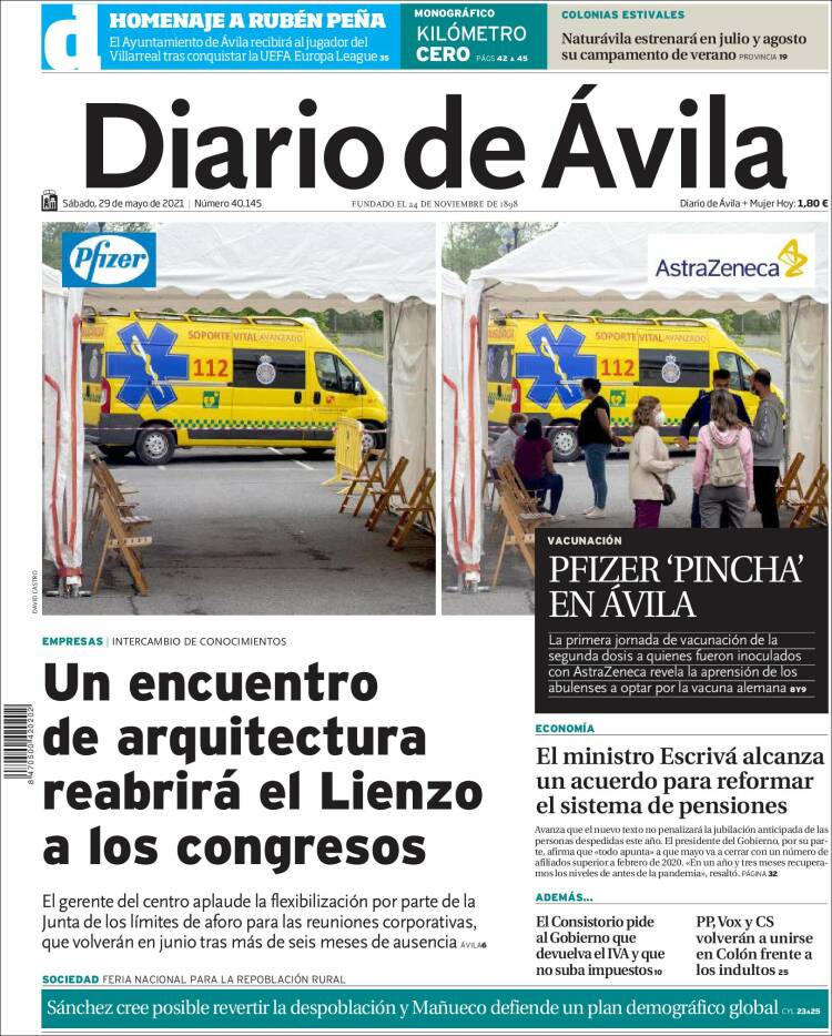 Portada de Diario de Ávila (España)