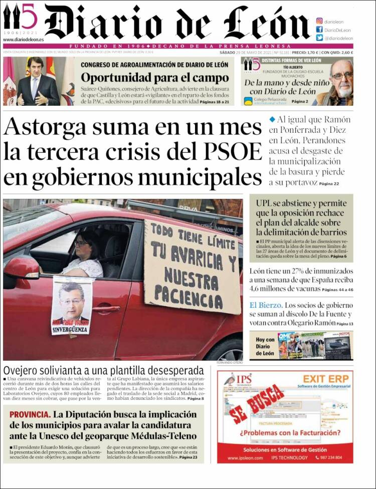 Portada de Diario de León (España)