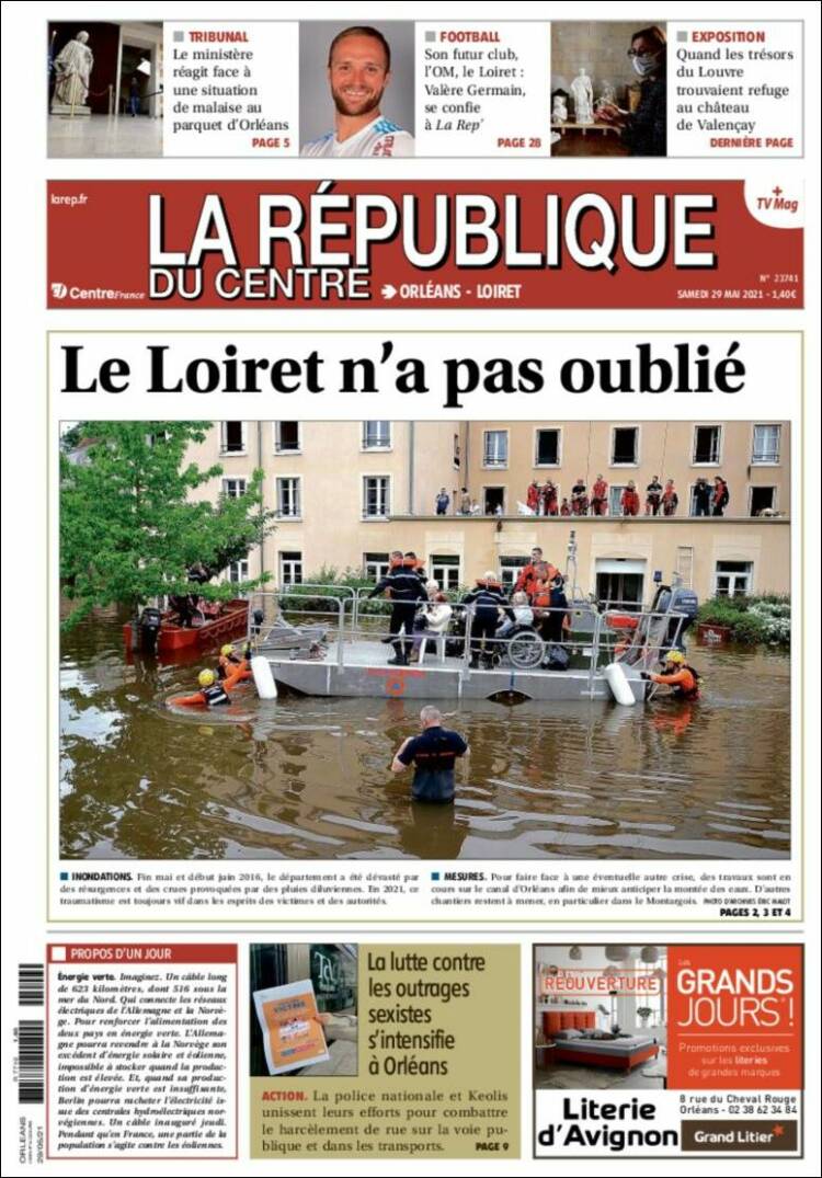 Portada de La République du Centre (Francia)