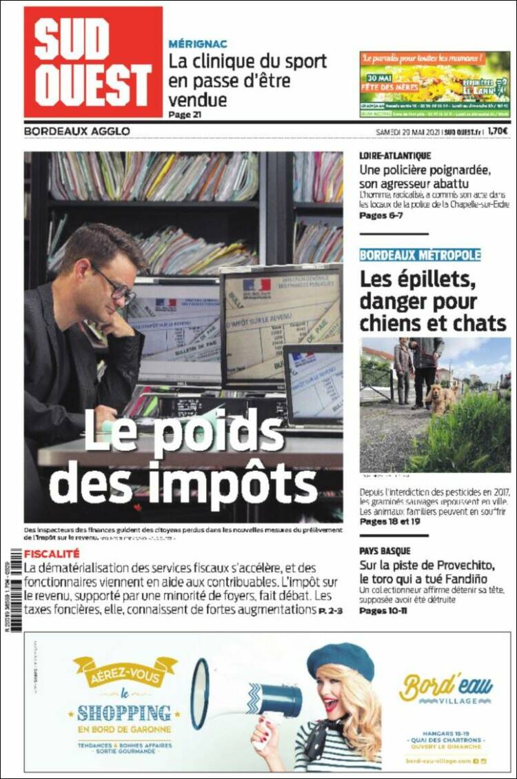 Portada de Sud Ouest (Francia)