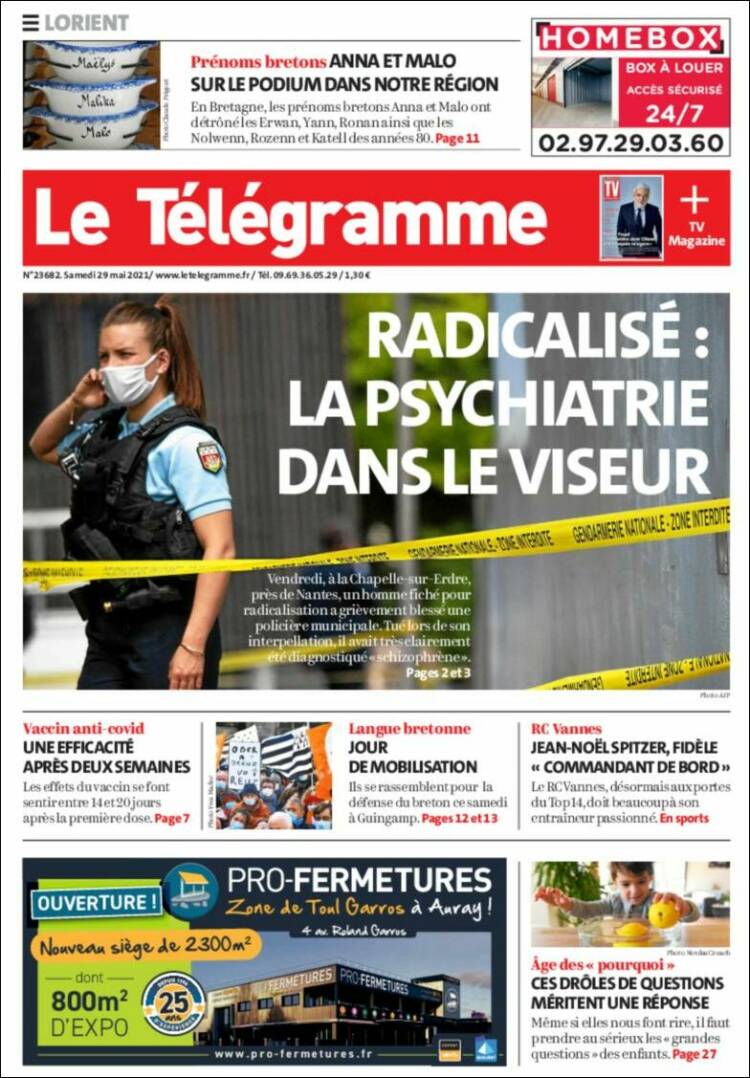 Portada de Télégramme (Francia)