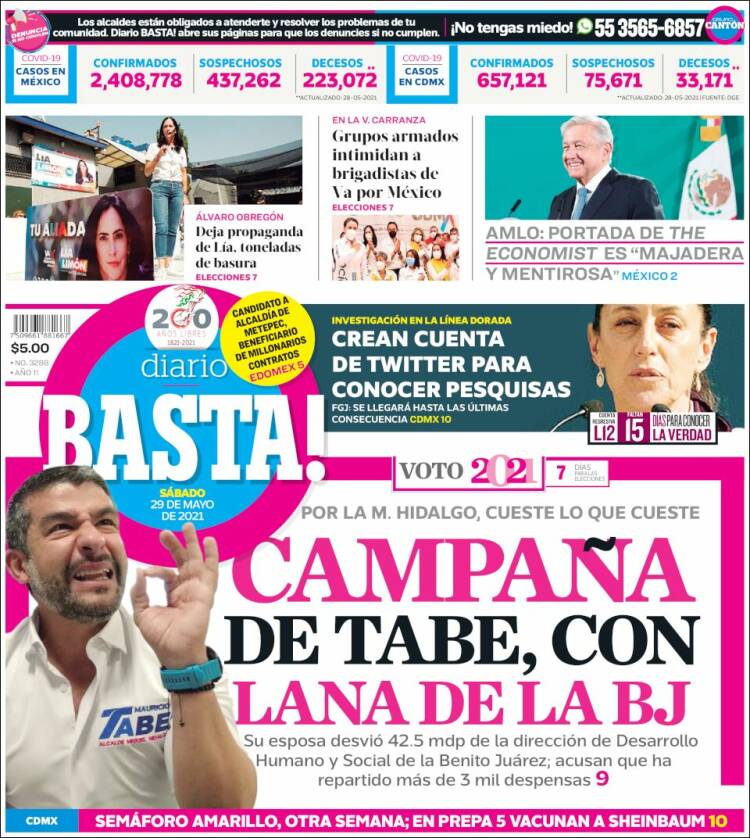 Portada de Diario Basta (México)