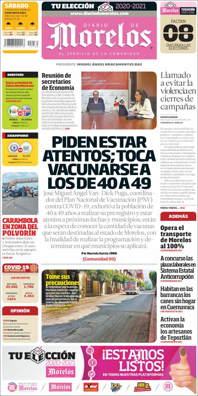 Portada de Diario de Morelos (México)