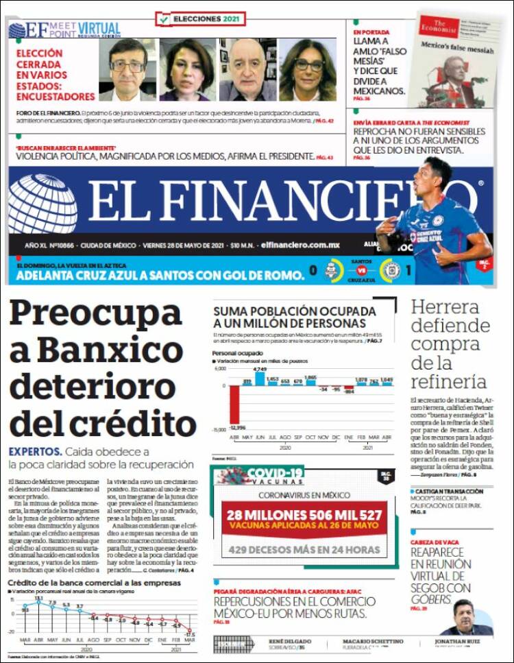 Portada de El Financiero (México)